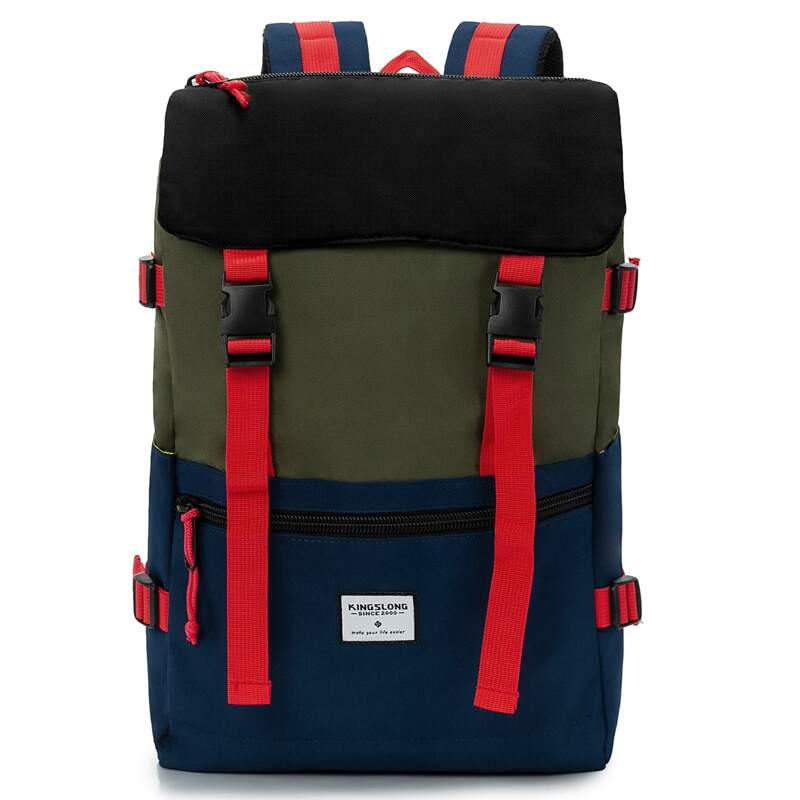 

Guys Colorblock Buckle Decor Flap Backpack, Multicolor