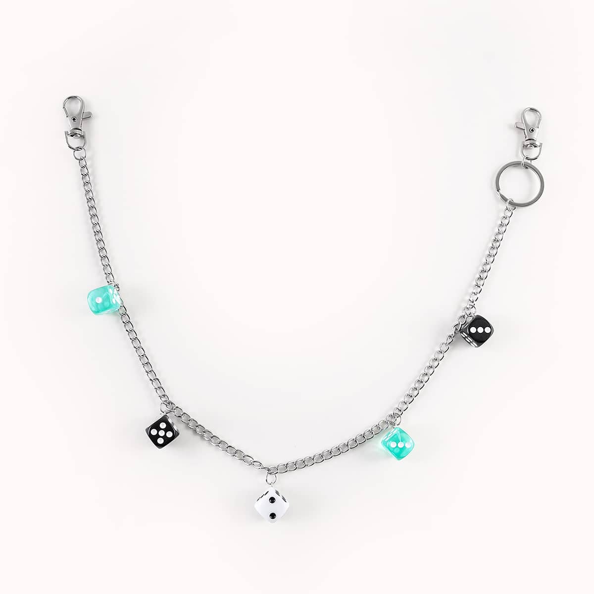 

Dice Decor Pants Chain, Silver