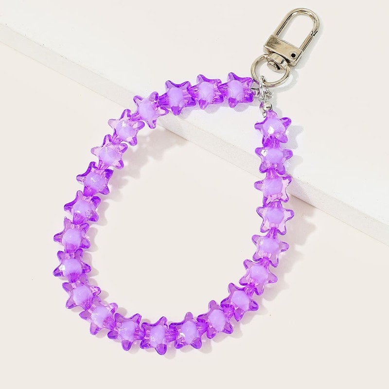 

Star Beaded Bag Charm, Purple