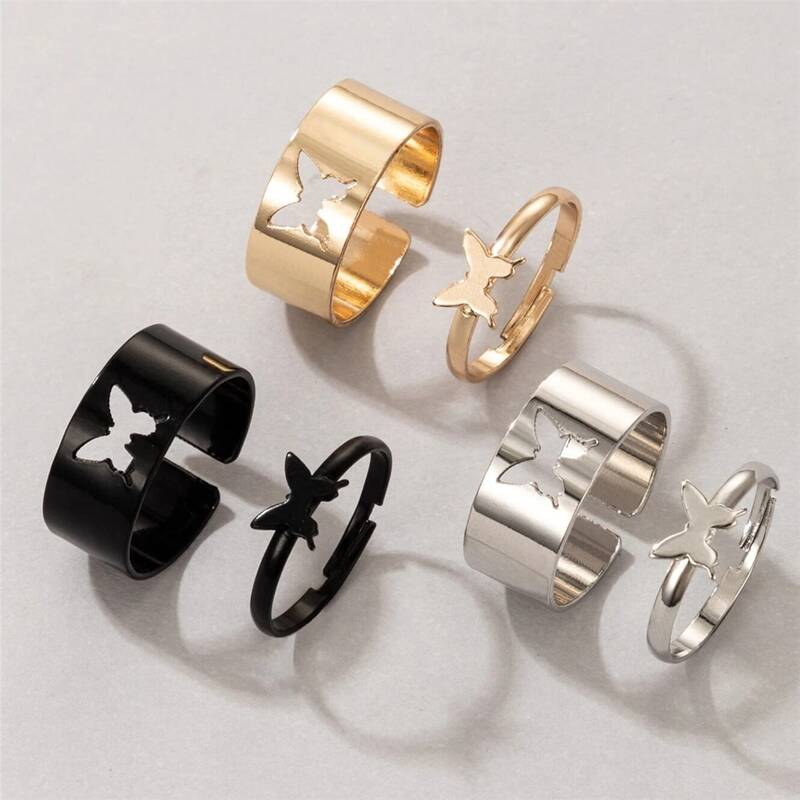 

6pcs Butterfly Ring, Multicolor