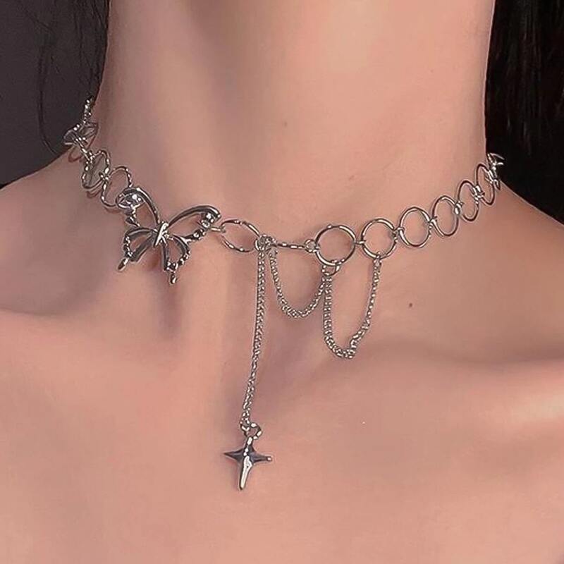 

Butterfly Decor Chain Necklace, Silver