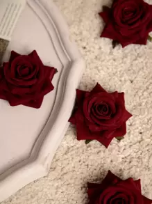 4 cái đầu hoa hồng nhân tạo - Màu Đỏ Sâu - Xem 1
