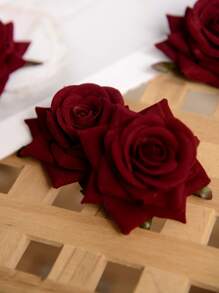 4 cái đầu hoa hồng nhân tạo - Màu Đỏ Sâu - Xem 2