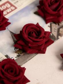 4 cái đầu hoa hồng nhân tạo - Màu Đỏ Sâu - Xem 4