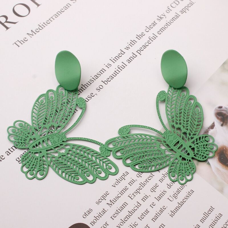 

Butterfly Drop Earrings, Green
