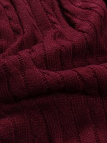 Manfinity Men Cable Knit Turtleneck Sweater - Burgundy - View 3