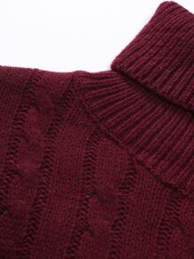 Manfinity Men Cable Knit Turtleneck Sweater - Burgundy - View 4