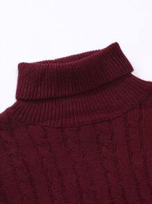 Manfinity Men Cable Knit Turtleneck Sweater - Burgundy - View 5