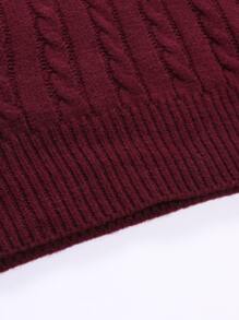 Manfinity Men Cable Knit Turtleneck Sweater - Burgundy - View 8