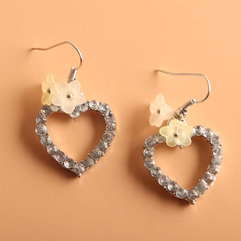 

Heart Drop Earrings, Silver