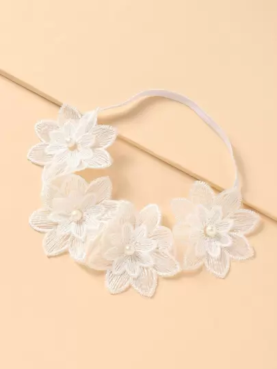 1個 女の子用 白い花のヘアバンド、日常使い、ウェディングシーズンのアクセサリー