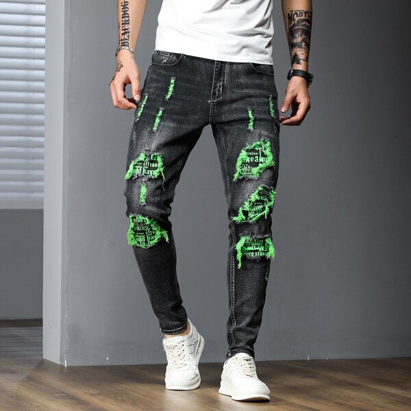 

Men Ripped Skinny Jeans, Black
