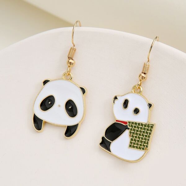 

Girls Panda Decor Drop Earrings, Gold