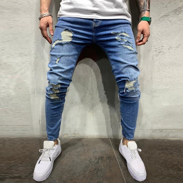 

Men Ripped Skinny Jeans, Medium wash