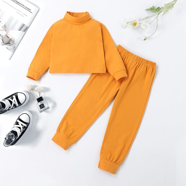 

Toddler Girls Turtleneck Pullover & Sweatpants, Mustard yellow