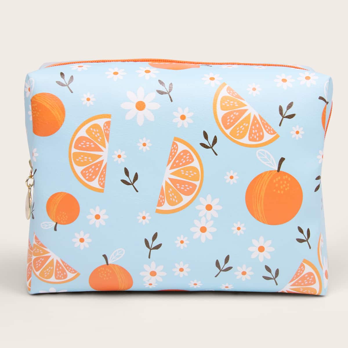 

Orange Painted Square Makeup Bag, Multicolor