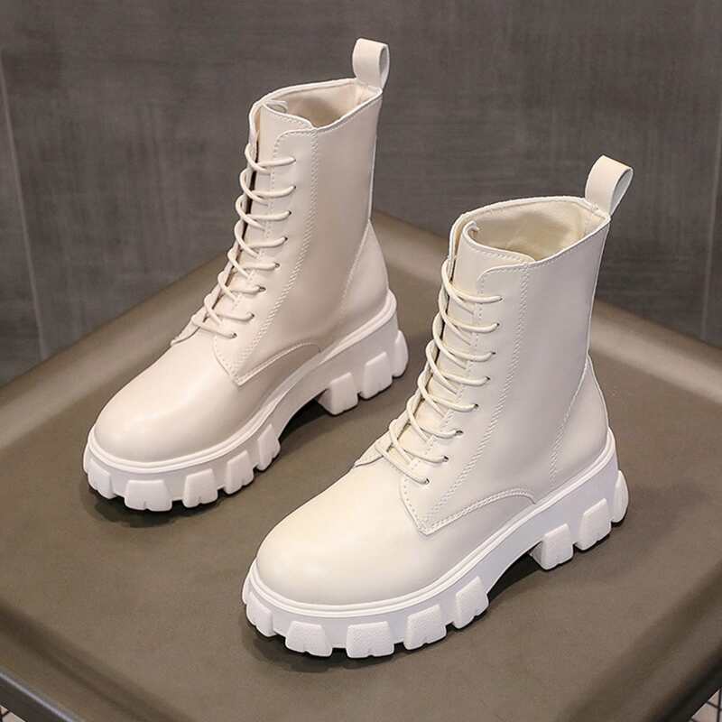 

Lace-up Front Combat Boots, Beige