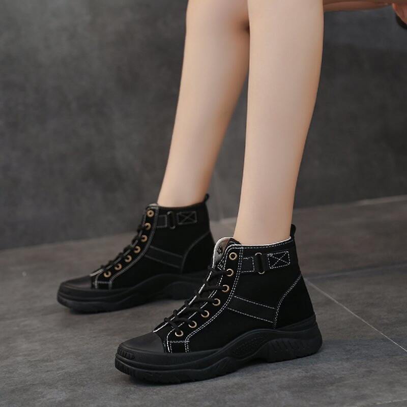 

Stitch Detail Lace-up Front Boots, Black