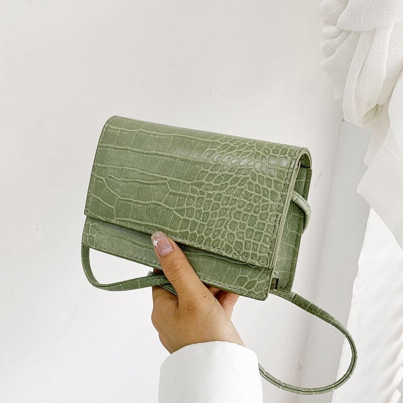 

Croc Embossed Flap Crossbody Bag, Green