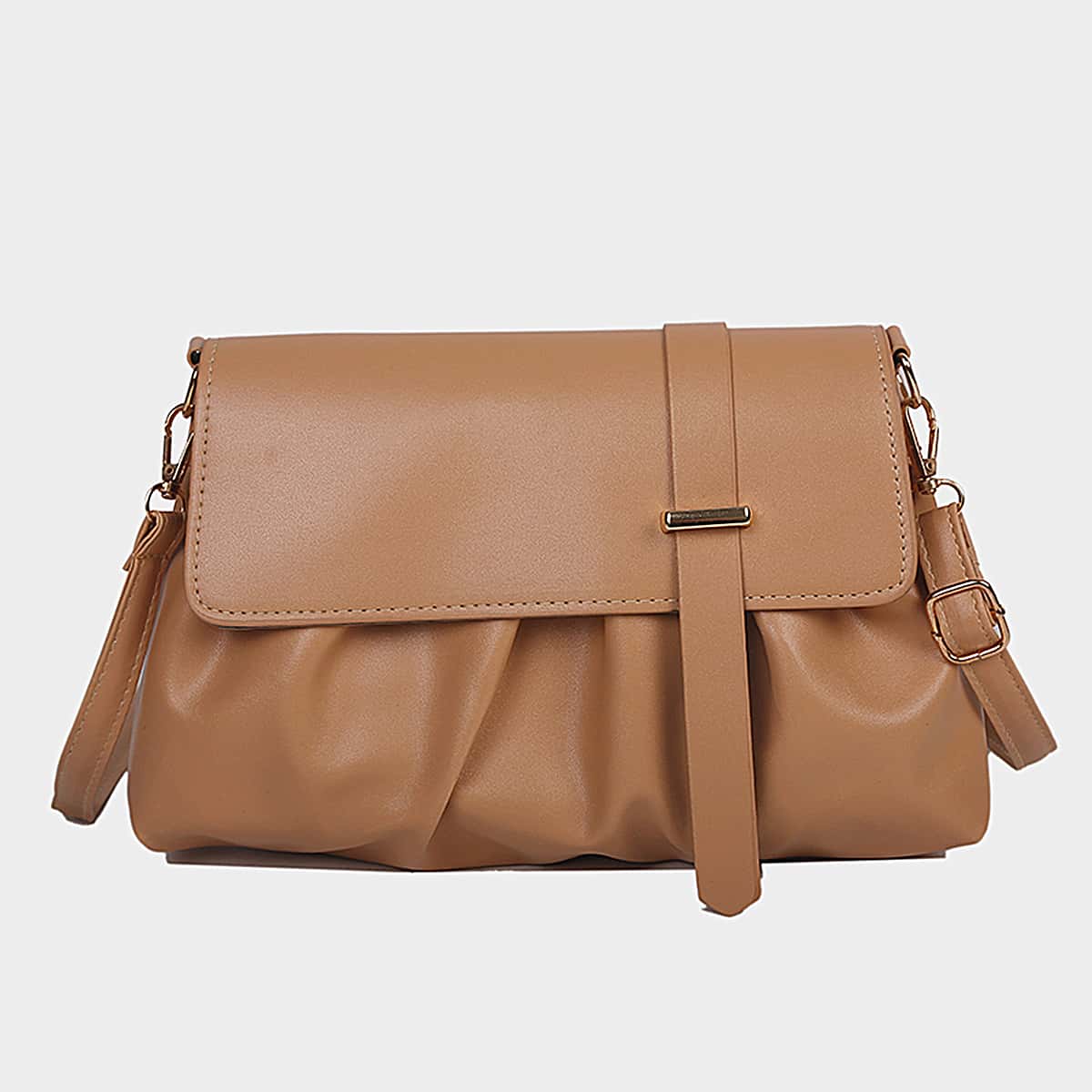 

Minimalist Ruched Crossbody Bag, Khaki