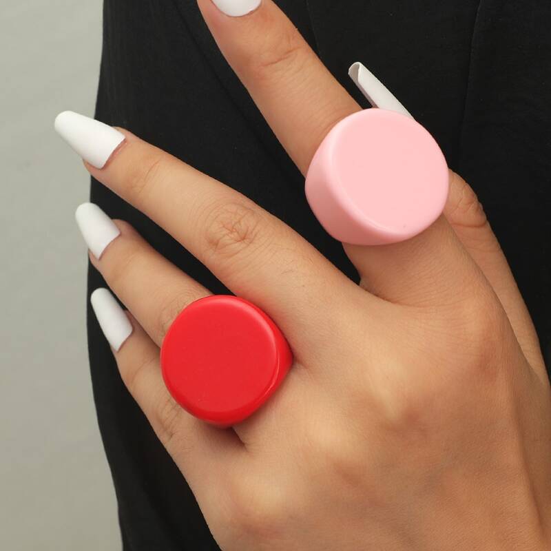 

2pcs Simple Ring, Multicolor