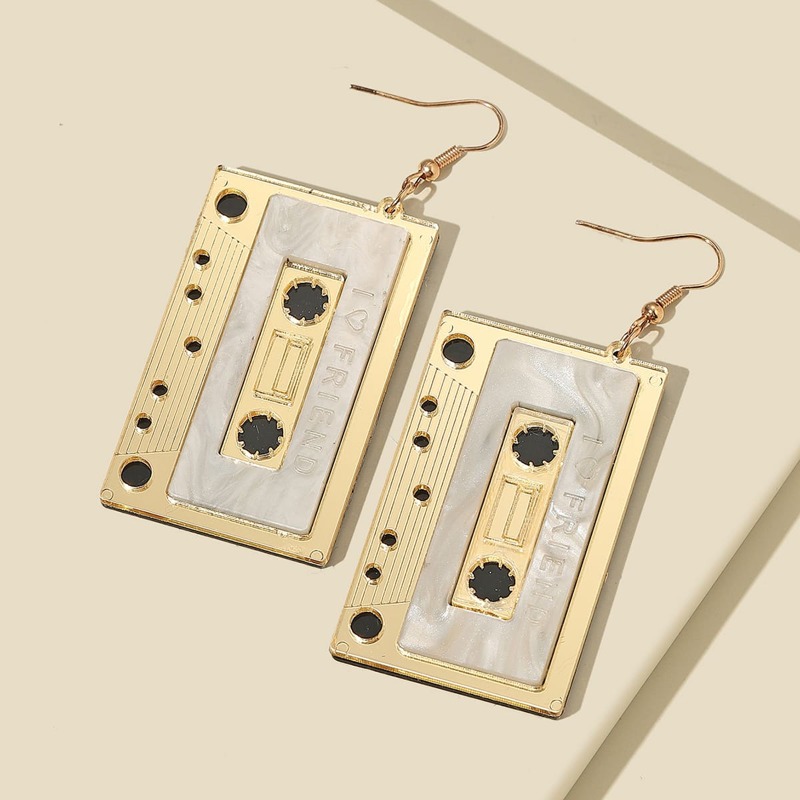 

Tape Drop Earrings, Gold