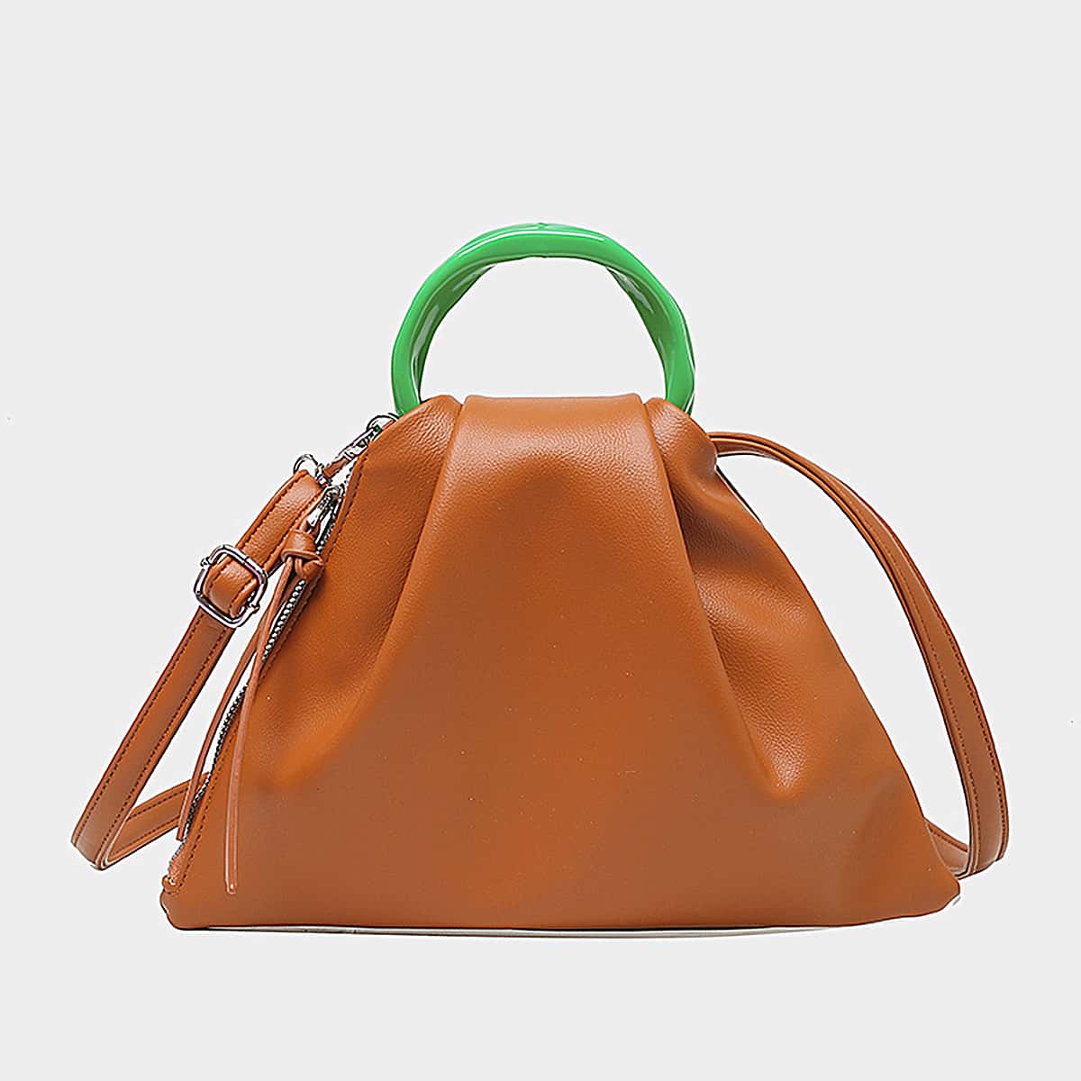 

Top Handle Satchel Bag, Brown
