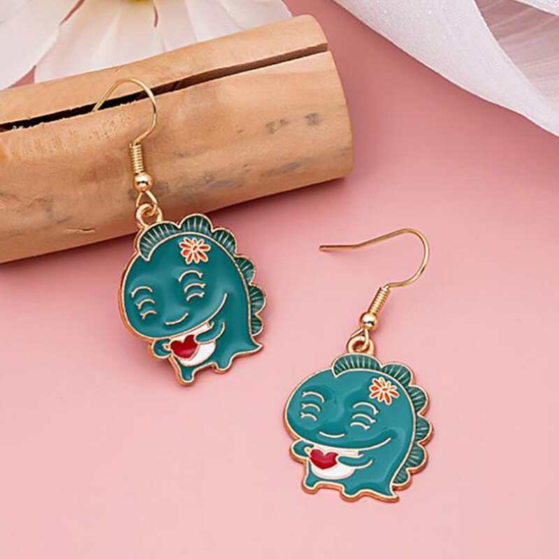 

Cartoon Dinosaur Drop Earrings, Blue