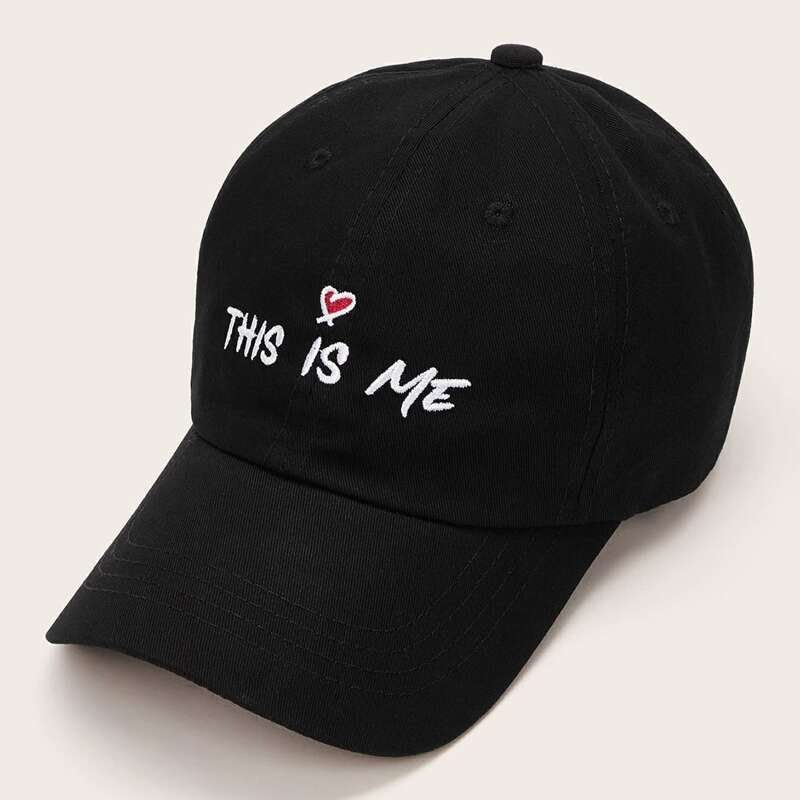

Guys Slogan Graphic Embroidery Baseball Cap, Black