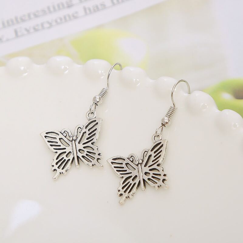 

Butterfly Drop Earrings, Silver