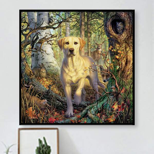 

Dog Print Diamond Painting Without Frame, Multicolor