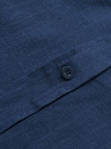 Manfinity RSRT Men Stand Neck Button Up Shirt - Navy Blue - View 4