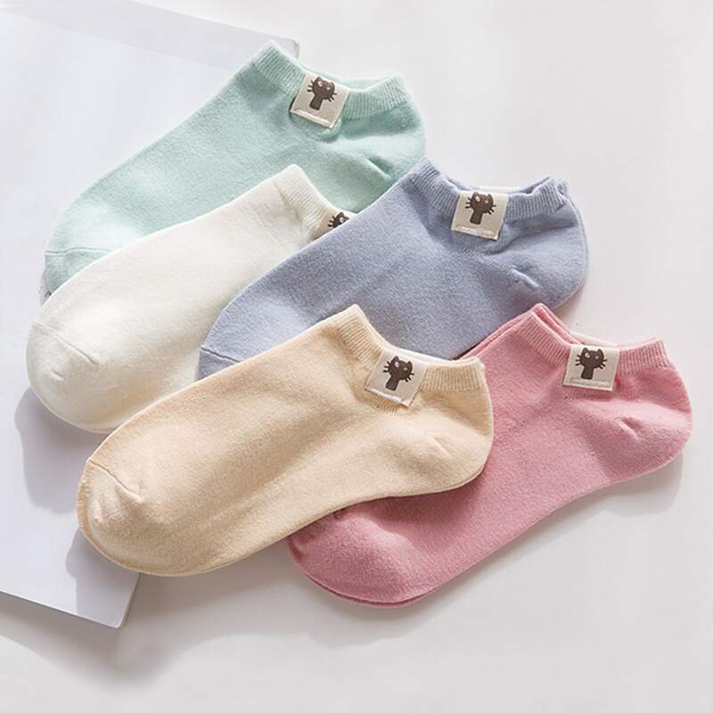 

5pairs Cat Graphic Ankle Socks, Multicolor