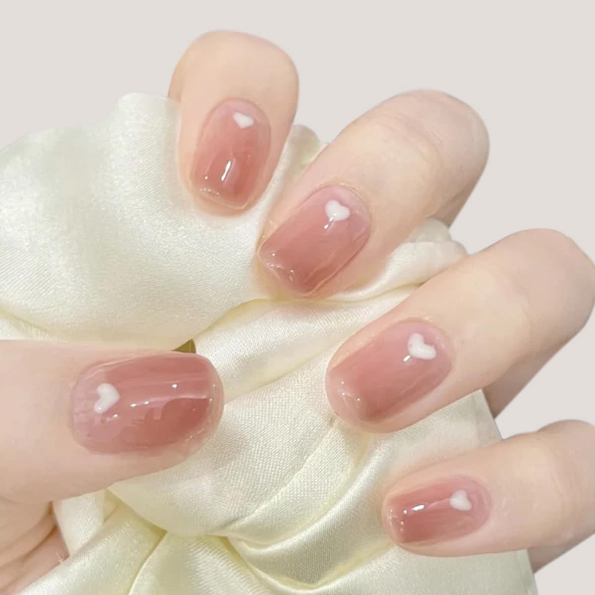 

1sheet Ombre Heart Pattern Nail Art Sticker & 1pc Nail File, Baby pink