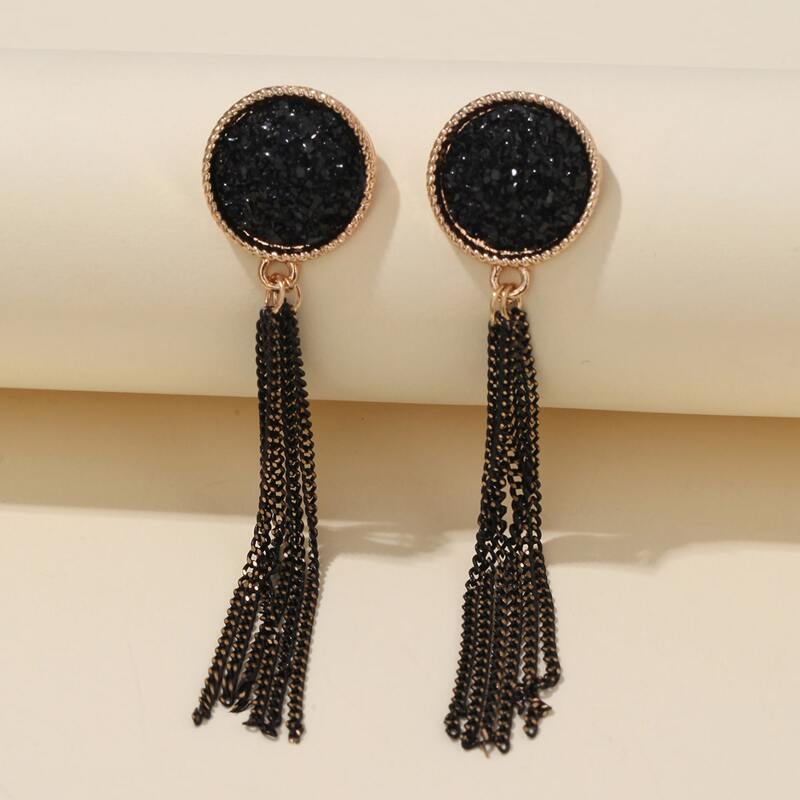 

Tassel Drop Earrings, Black