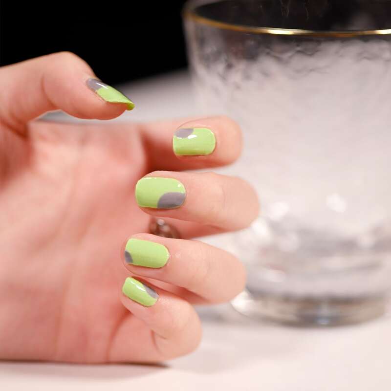 

1sheet Color Block Nail Art Sticker & 1pc Nail File, Lime green