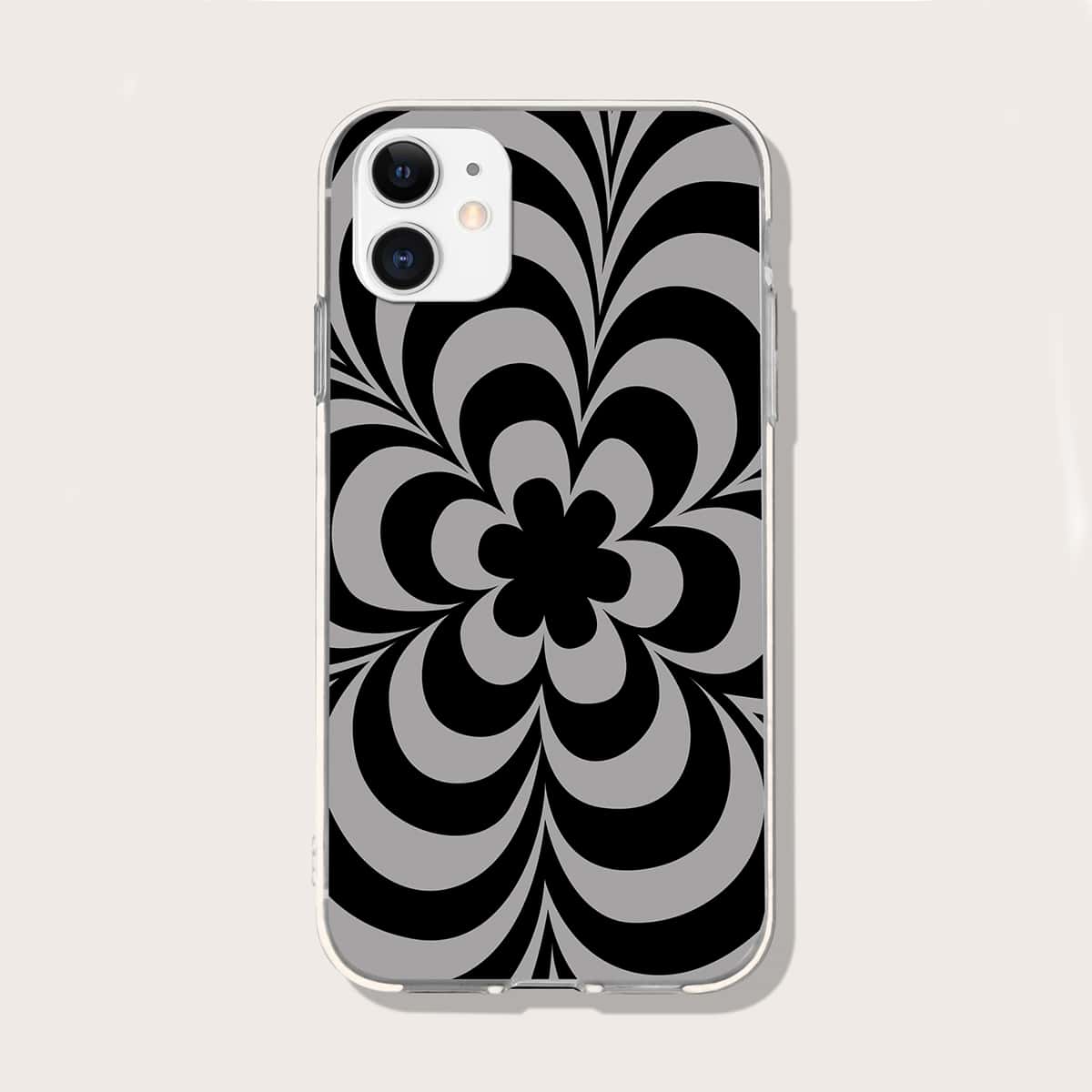 

Floral Print Phone Case, Black