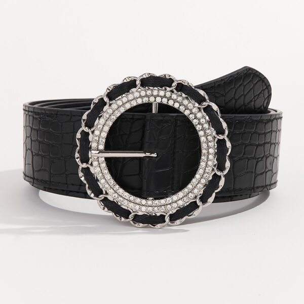 

135CM Plus Size Croc Embossed Belt With Belt Punch Tool, Black