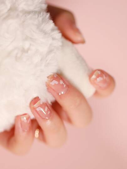 1張愛心圖案美甲貼紙和1入組指甲銼