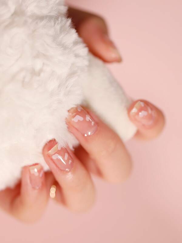 1張愛心圖案美甲貼紙和1入組指甲銼