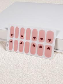 1張愛心圖案美甲貼紙和1入組指甲銼 - 珊瑚粉 - 查看 2