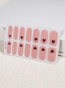 1張愛心圖案美甲貼紙和1入組指甲銼 - 珊瑚粉 - 查看 3