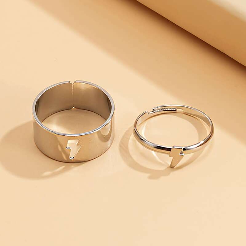 

2pcs Lightning Detail Ring, Silver