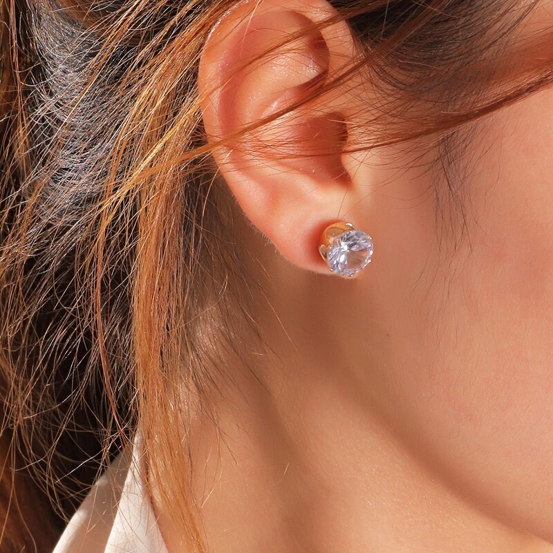 

Rhinestone Decor Stud Earrings, Gold