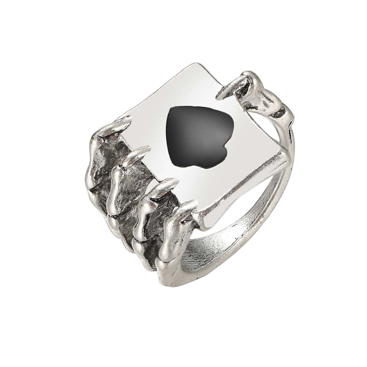 

Playing Card Ring, Antique silver