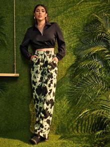 SHEIN Unity 鬆緊邊半拉鏈短款套頭衫 - 黑色 - 查看 3