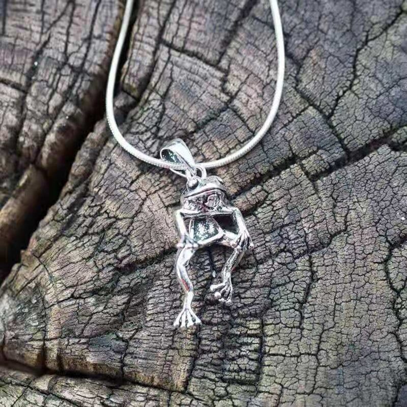 

Frog Pendant Necklace, Silver