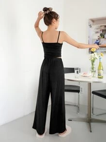 DAZY Conjunto de 3 piezas de ropa de estar, pijama de otoño - Negro - Ver 3