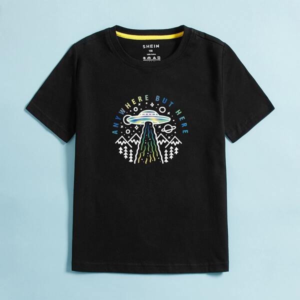 

Toddler Boys Galaxy & Slogan Graphic Tee, Black