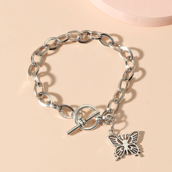 

Butterfly Charm Chain Bracelet, Antique silver
